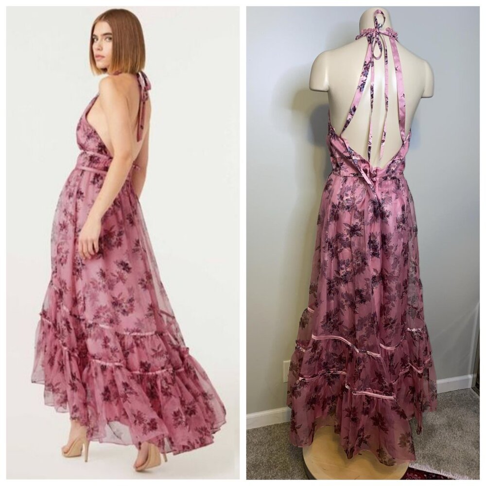 Cinq a Sept Alanna Floral Print Silk Halter Neck Dress - Picture 2 of 11